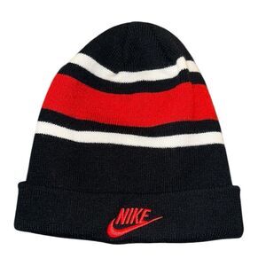 Nike Boys Youth Winter Fold Over Beanie in Black & Red